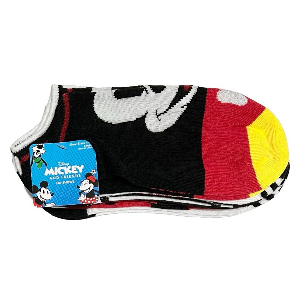 Disney Mickey and Friends No-Show Socks Women’s Size 4-10 White Black 6 Pair - Picture 2 of 5